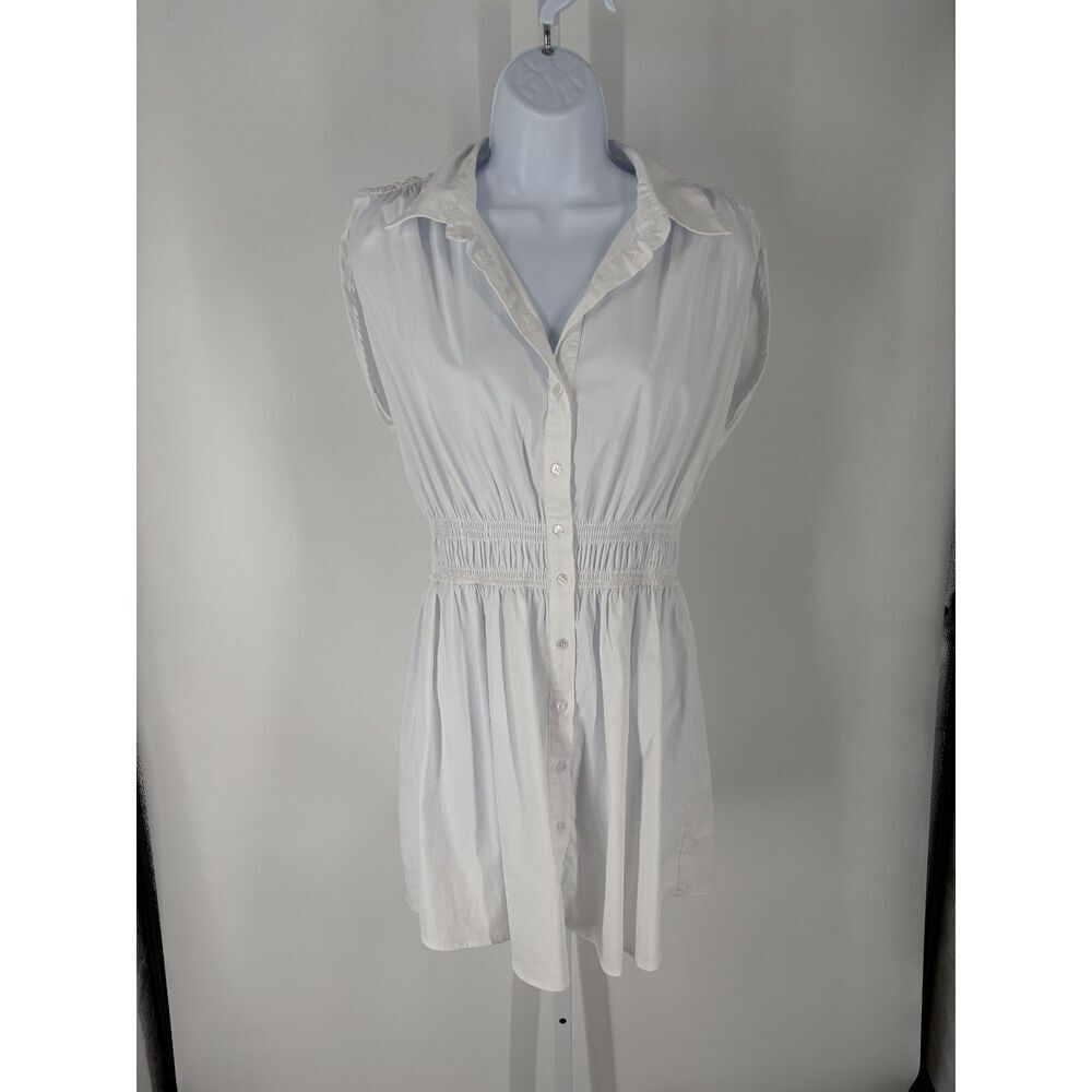 Zara White Sleeveless Button-Front Midi Dress